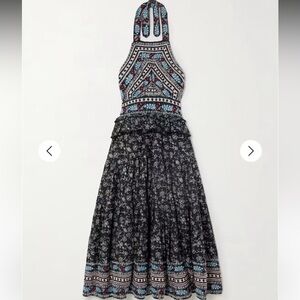 Sea Everly ruffled embroidered floral print cotton midi dress NWT